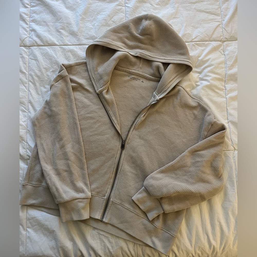 Abercrombie & Fitch Cream Waffle Knit Hoodie